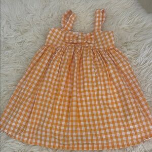Janie and Jack Orange and White Gingham Kids Dress